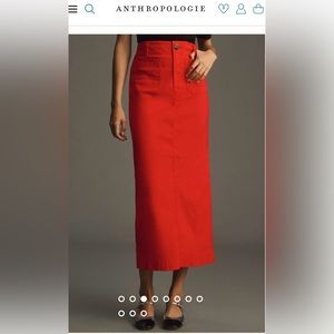 Red Colette Maxi Skirt by Maeve Anthropologie XL NWT